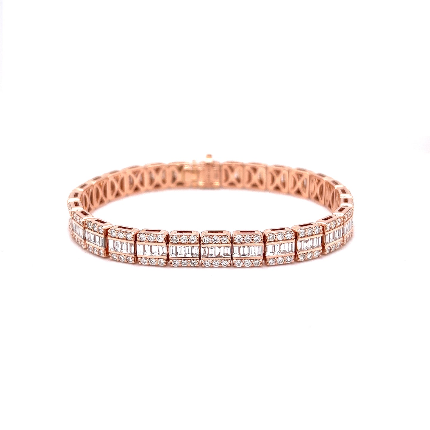 18k Rose Gold Round & Baguette Diamonds