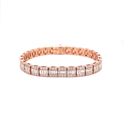 18k Rose Gold Round & Baguette Diamonds