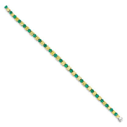 Yellow Diamond & Emerald Tennis Bracelet