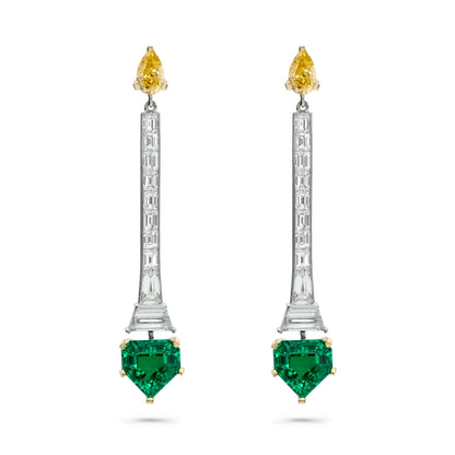 No Oil Emerald & Diamond Drop Earrings