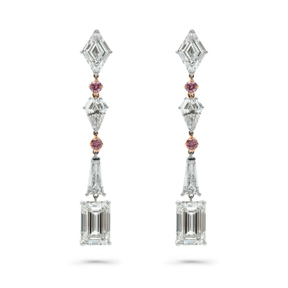 White & Pink Diamond Drop Earrings
