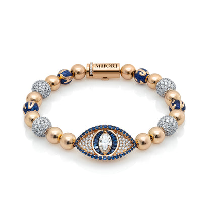 18k Rose Gold - Diamond Evil Eye - Diamond Beads