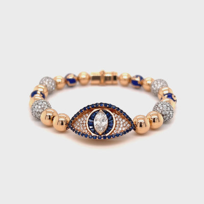 18k Rose Gold - Diamond Evil Eye - Diamond Beads